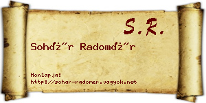 Sohár Radomér névjegykártya